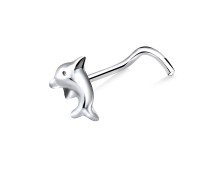 Dolphin Shaped Silver Curved Nose Stud NSKB-80